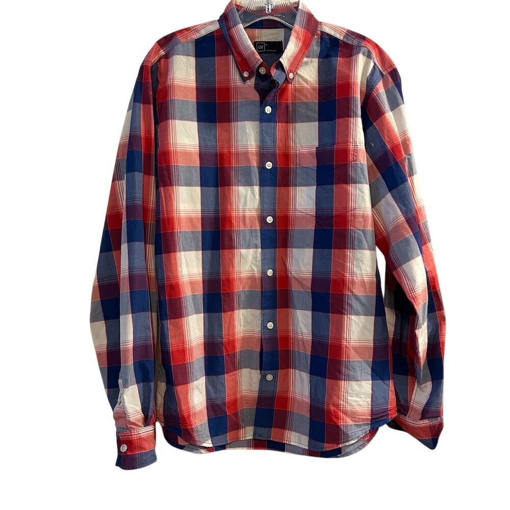 Gap‎ Men's Plaid Long Sleeve Button-Down Shirt Size M Multicolor